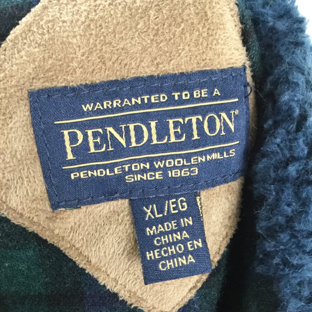 Pendleton Forest Green Half-Zip Teddy Jacket Xl - image 6